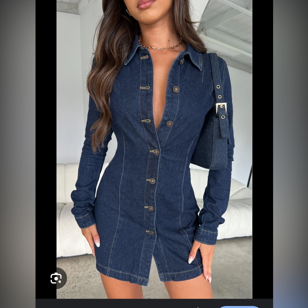 White Fox Boutique Dark Blue Mini Dress